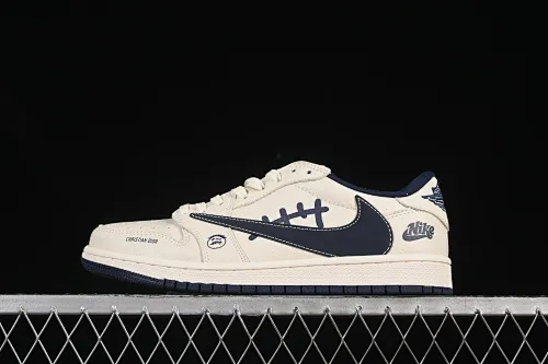 All Categories Air Jordan Jordan Series Basketball Shoes Air Jordan 1 Low High-end Customized Low-top Shoes Travis Scott x Fragment Design x Air Jordan 1 Low OG SP AJ1 Nike Co-branded Gray Dark Blue Ghostface Low-top Cultural Casual Shoes LD2025-009